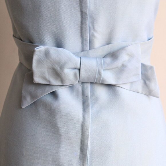 Vintage 1960s Dress with Pockets, Emma Domb Pale Blue,  Matching Jacket and Bow - Picture 6 of 10